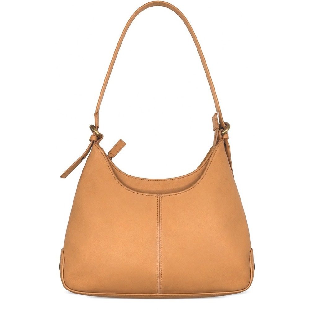 Vintage Etienne Aigner Camel Leather Hobo Bag Gold Plaque Quiet Luxury Preppy